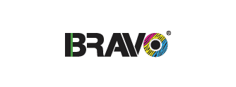 Image of Bravo global logo, featuring black text with a green vertical line and a colorful circle.