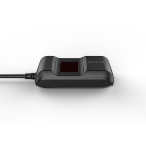 Xperix BioMini Slim 2 – compact black USB fingerprint scanner with rectangular sensor and rounded edges